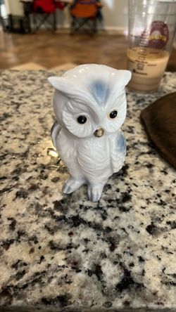 Vintage Owl Figurine Hand Painted Bone China Japan