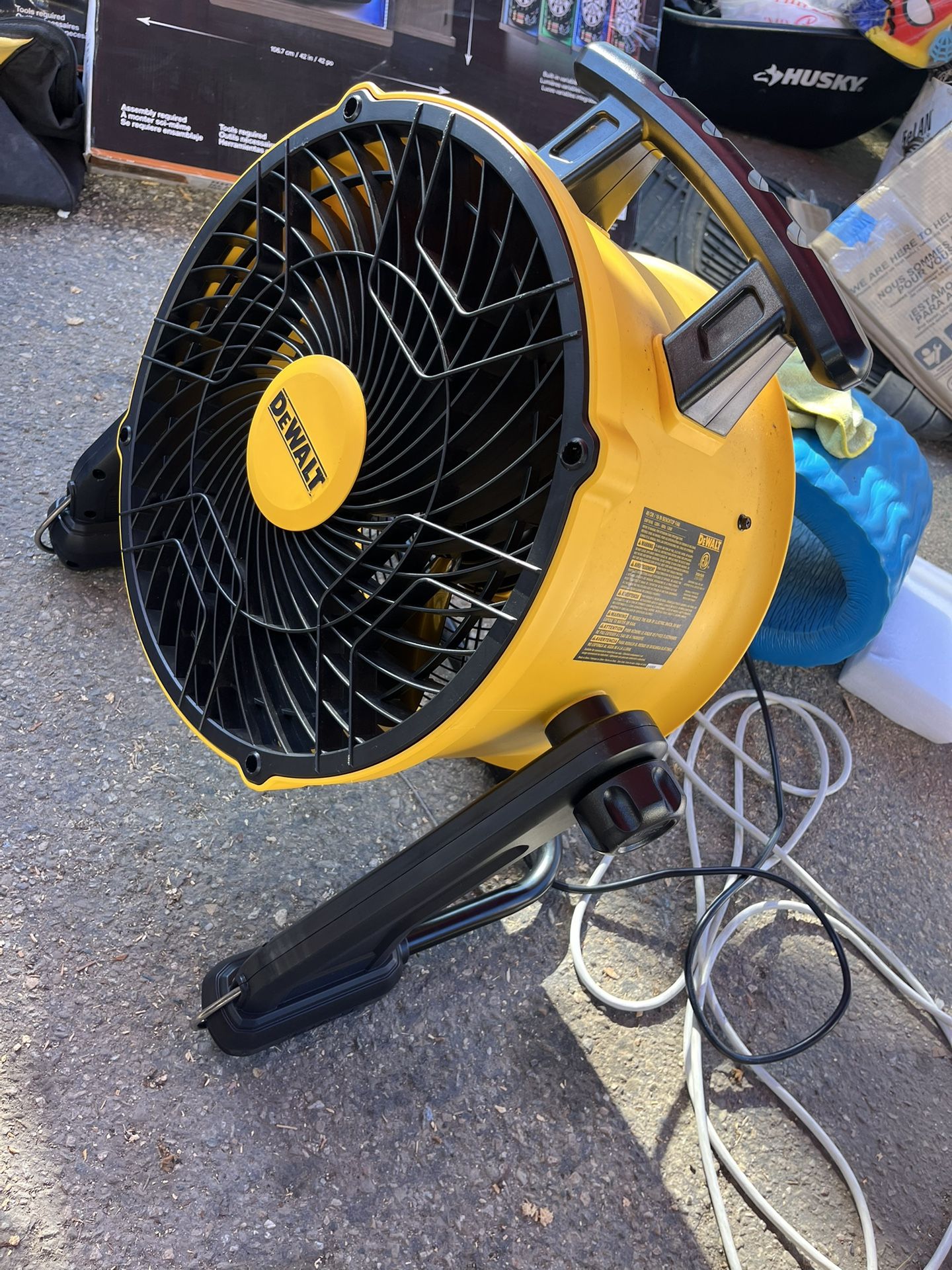 DEWALT 16 in. Yellow 3 Speed Benchtop and Hanging Drum Fan