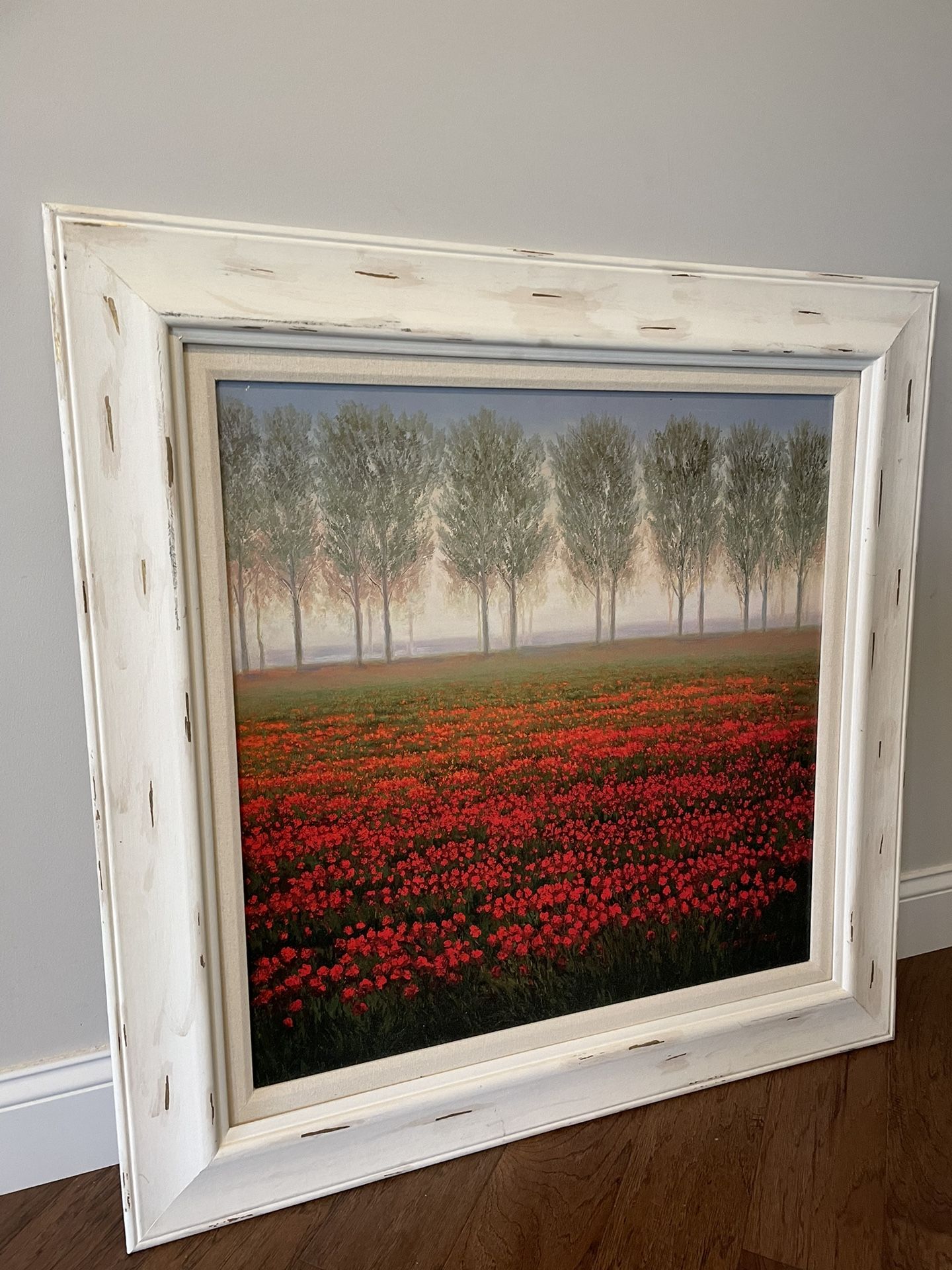 Huge Framed Poppy Fields Painting