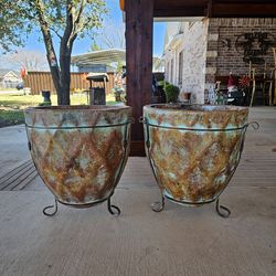 Turquoise Rhombus Design Clay Pots. (Planters) Plants, Pottery, Talavera $75 cada una. First come first serve.