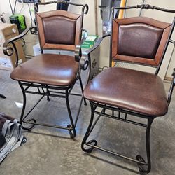 Real Leather Swivel High-quality Counter Chairs 