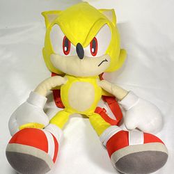Super Sonic Hedgehog Yellow Plush Doll Backpack Stuffed Figure Toy Boy Gift Used