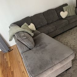 Grey Sectional with Full Size Pull Out Bed