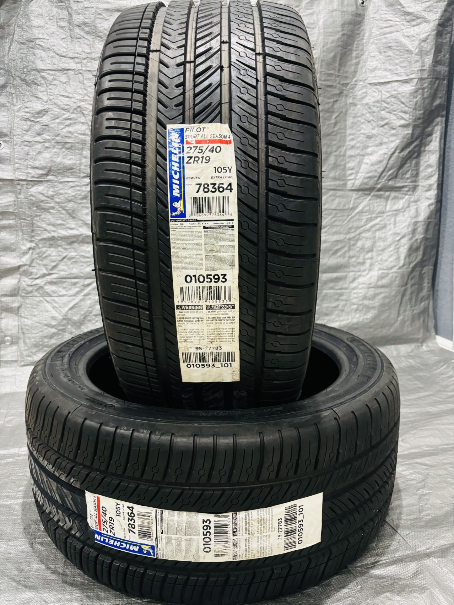 (2) NEW Michelin Pilot Sport All Season 4….275/40ZR19 105Y