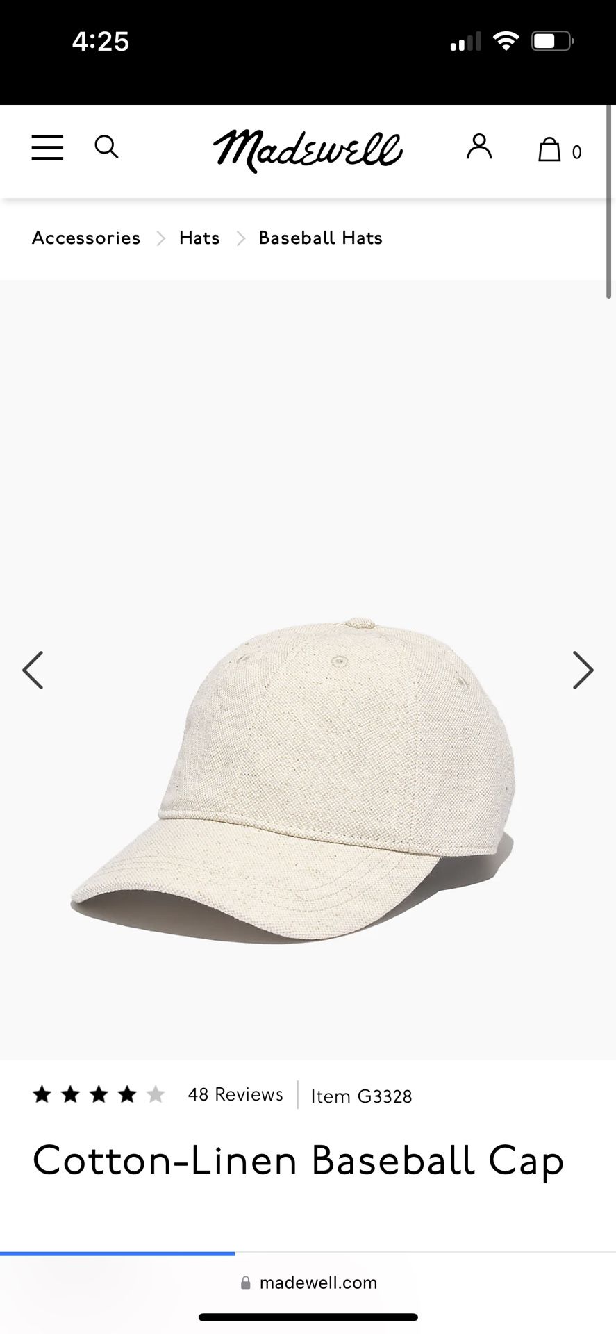 Madewell linen cotton blend baseball hat cap