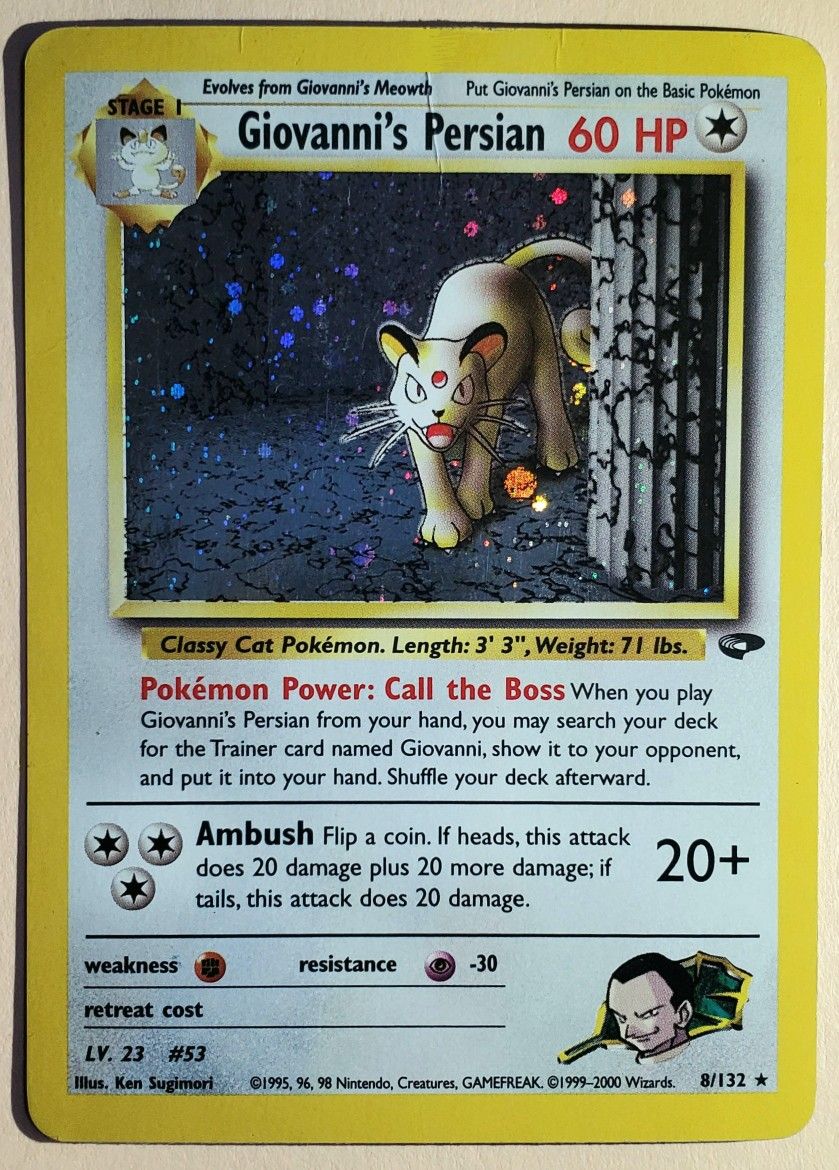 NM/EX - Giovanni's Persian - 8/132 - Holo - Gym Challenge - Pokemon