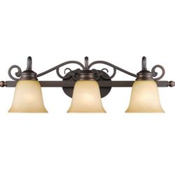 Golden Lighting Belle Meade Collection 3-Light Rubbed Bronze Bath Vanity Light