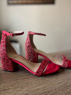 Red chunky heels