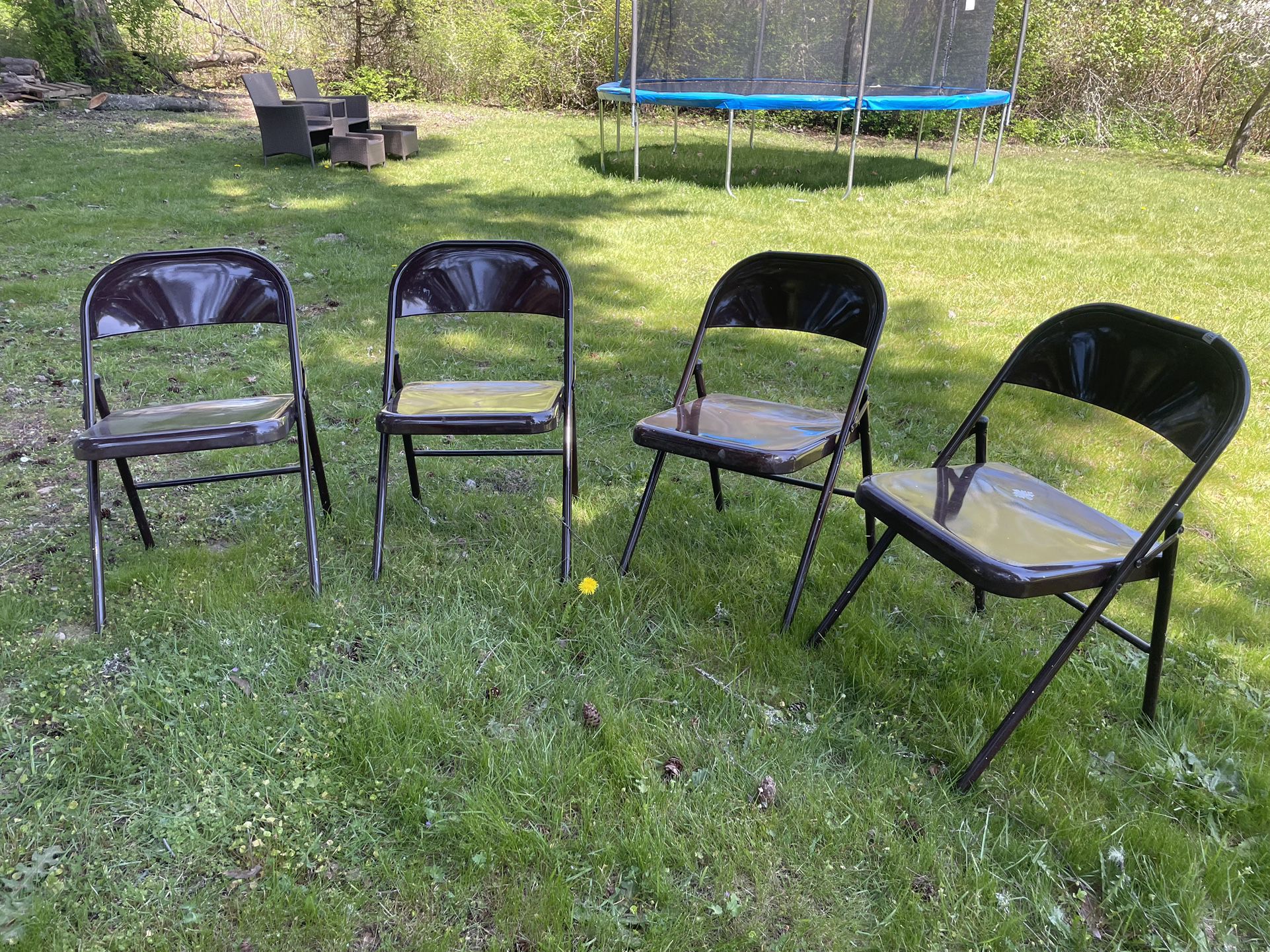 4 Heavy Duty Metal Indoor/outdoor  Folding Chairs