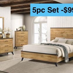 Free Delivery— Brand New 5pc Queen Size Bedroom Set