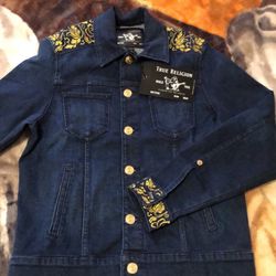 True RLGN denim jacket, gold embroidery. [size S]