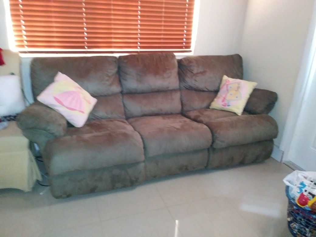 Sofa reclinable microfibra green