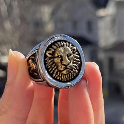 Size 10 Mens Cool Lion King Head of Judah Ring For Men Stainless steel
