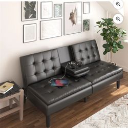 Memory Foam 71.5" Futon with Cupholder and USB