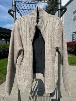 Buffalo David bitton cable knit zip up sweater size large