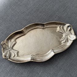 Gold Decorative Tray with Bow Detail