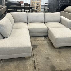 Fabric Sectional With Ottoman 
