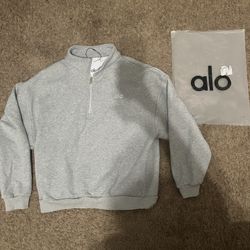 alo quarter zip grey
