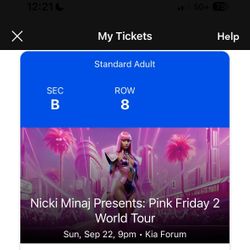 Nicki Minaj Concert Ticket FLOOR UP CLOSE STAGE VIEW LIMITED EDITION VIP PINK Friday 2 Tour Crypto Com Kia Forum 