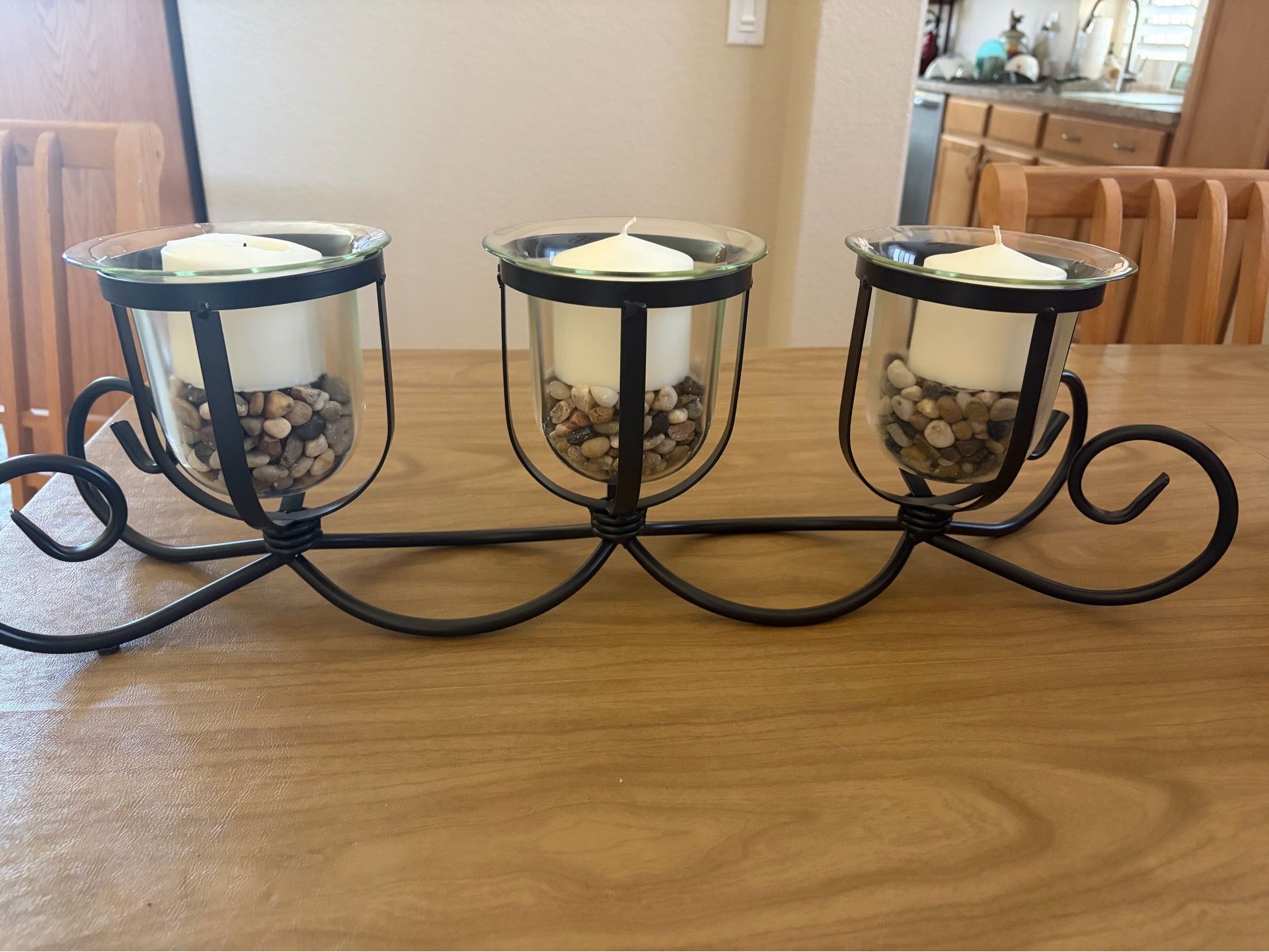 Black Wavy Iron Heavy Candleholder Centerpiece Decor
