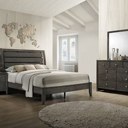 Bed Queen And Dresser    Grey Finish, New Especial Price
