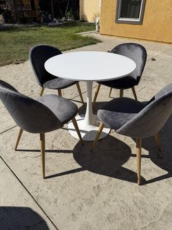 Dining Round White Table And 4 Chairs Included 