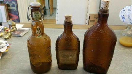 Vintage Whiskey Bottles and Beer Bottle