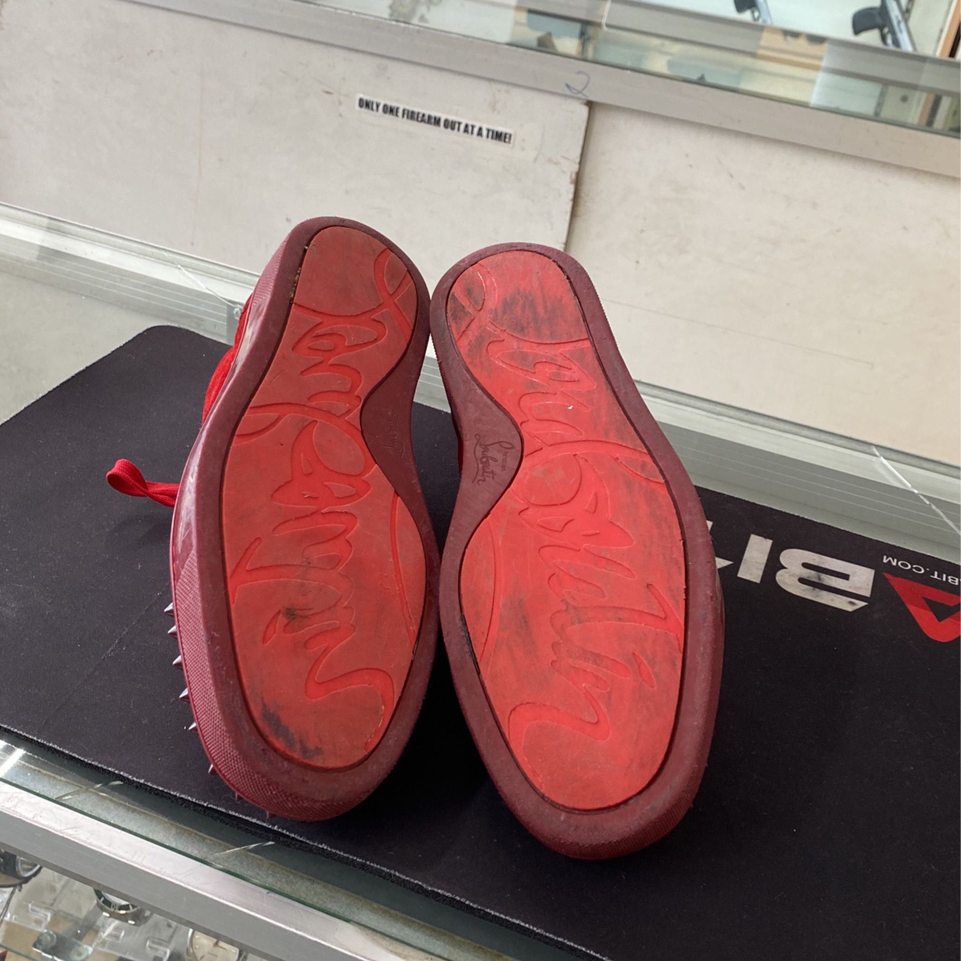 CHRISTIAN LOUBOUTIN LOUIS JUNIOR SPIKES FLAT RED BOTTOM BLACK SUEDE NEW  SNEAKERS SHOES SIZE 10 44 A for Sale in Miami, FL - OfferUp