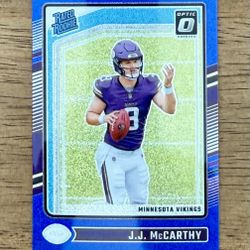 2024 Donruss Optic JJ MCCARTHY Blue Glitter Sparkle RC CASE HIT SSP Vikings #235