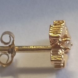 14k Nugget Single Earring With Natural Diamond 