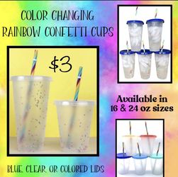 Plastic Tumbler Cups.  Clear matte Black, Glitter, Color Changing - Like Starbucks Brand 