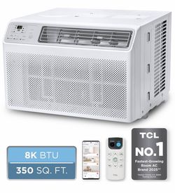 TCL 8000 BTU Smart Window Air Conditioner Fan and Dehumidifier 350sqft (H8W35W): 3-Speed, 115V, 210 CFM, 6ft Cord * *
