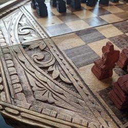 Balinese Hand-carved Wooden Chess Set 