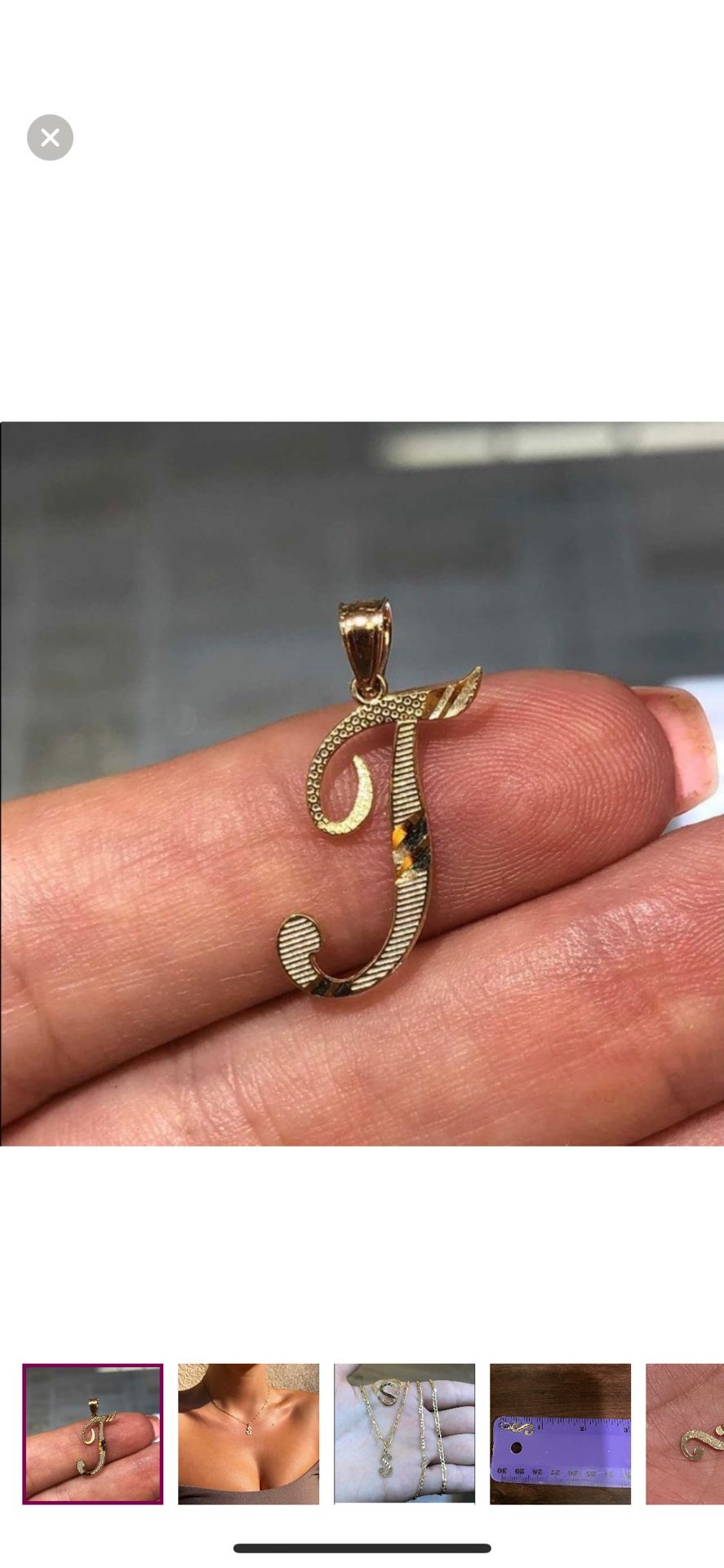 14K Solid Real Gold Diamond cut design Initial T Pendant all initial letters are available One pc pendant only