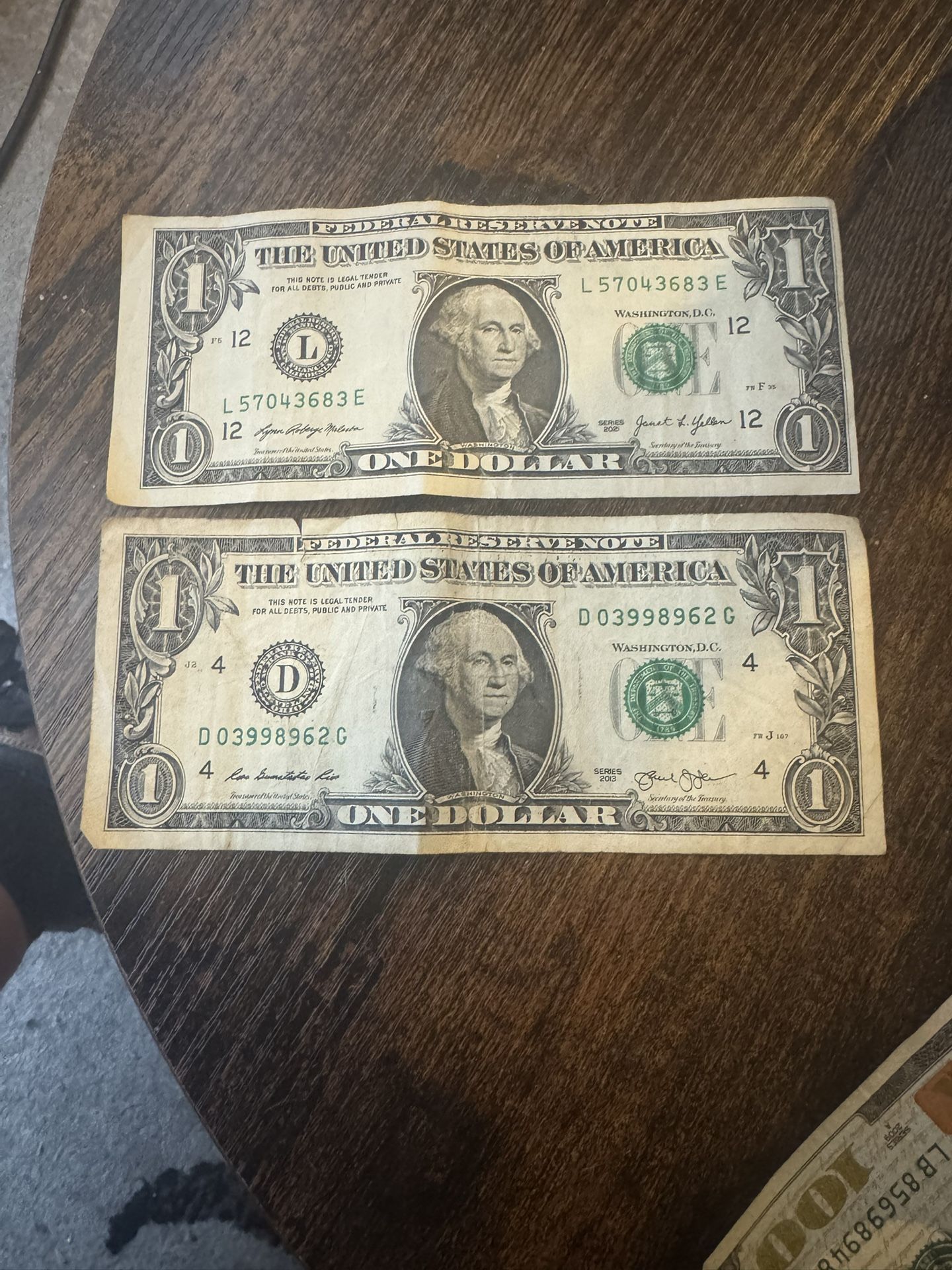 Miss Cut one dollar bill