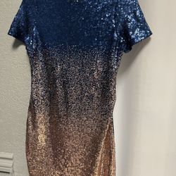 Navy Blue And Rose Gold Sequin Dress