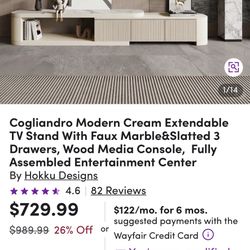 FREE TV Stand – Modern Cream Extendable (Wayfair)