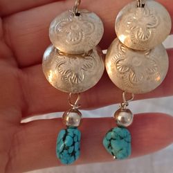 Vtg.Native Sterling Silver & TURQUOISE Earrings