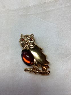 Intake Signed Money Jelly Belly Owl Brooch