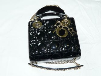 Mini Lady Dior Bag Black Patent Cannage Calfskin Lambskin w/ Chain | MSRP $5500