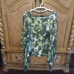 Sheer Cover Up/Poncho Style, 55% Silk  And 45% Rayon, Size 3x