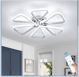 Modern LED Ceiling Light Dimmable with Remote Control, Flush Mount Ceiling Light 3000K-6000K Acrylic Close to Ceiling Light for Living Room Dining Roo