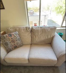 Loveseat for sale- beige fabric, great condition! Price negotiable!