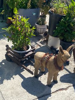 Burro de cemento con carreta