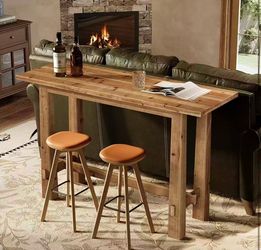 LD0073 new in box Solid Wood Bar Table, 63" Counter Height Pub Table for Kitchen & Home Bar, Rustic Wooden High Top Dining Table for 4–6, Café Restaur