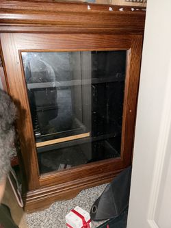 Wood TV Stand/Cabinet with Glass Doors – Great Storage