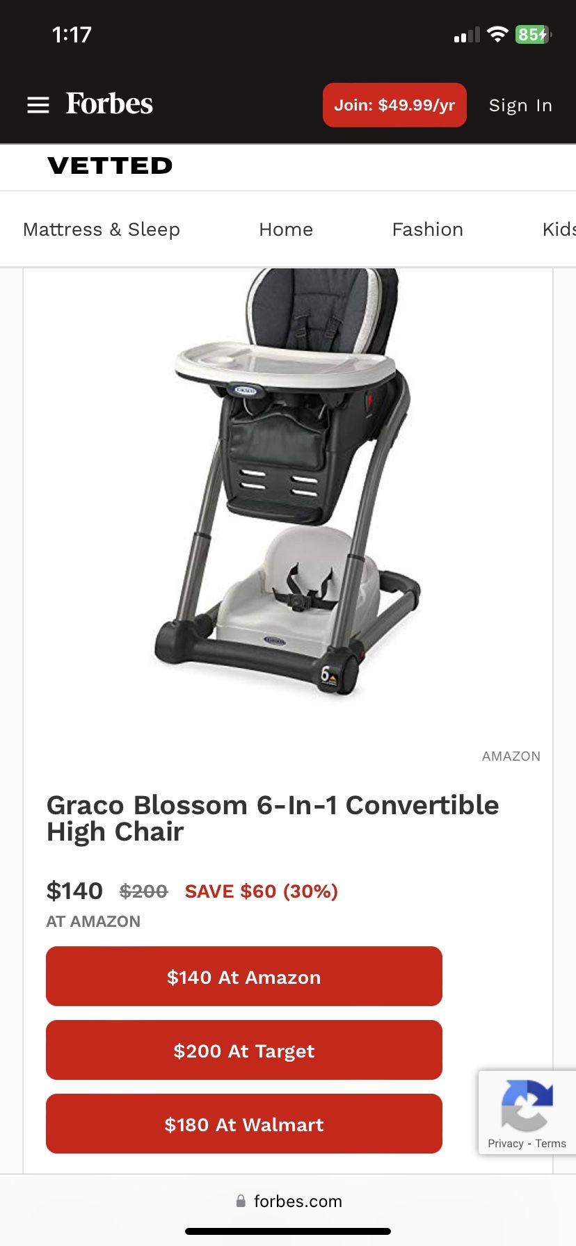 Graco 6 in 1 Convertible High Chair/make Me An Offer