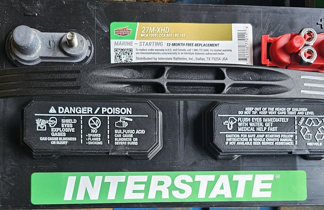 From the Interstate group, new battery with 1 year warranty.