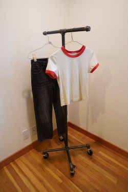 Metal clothing rack on wheels