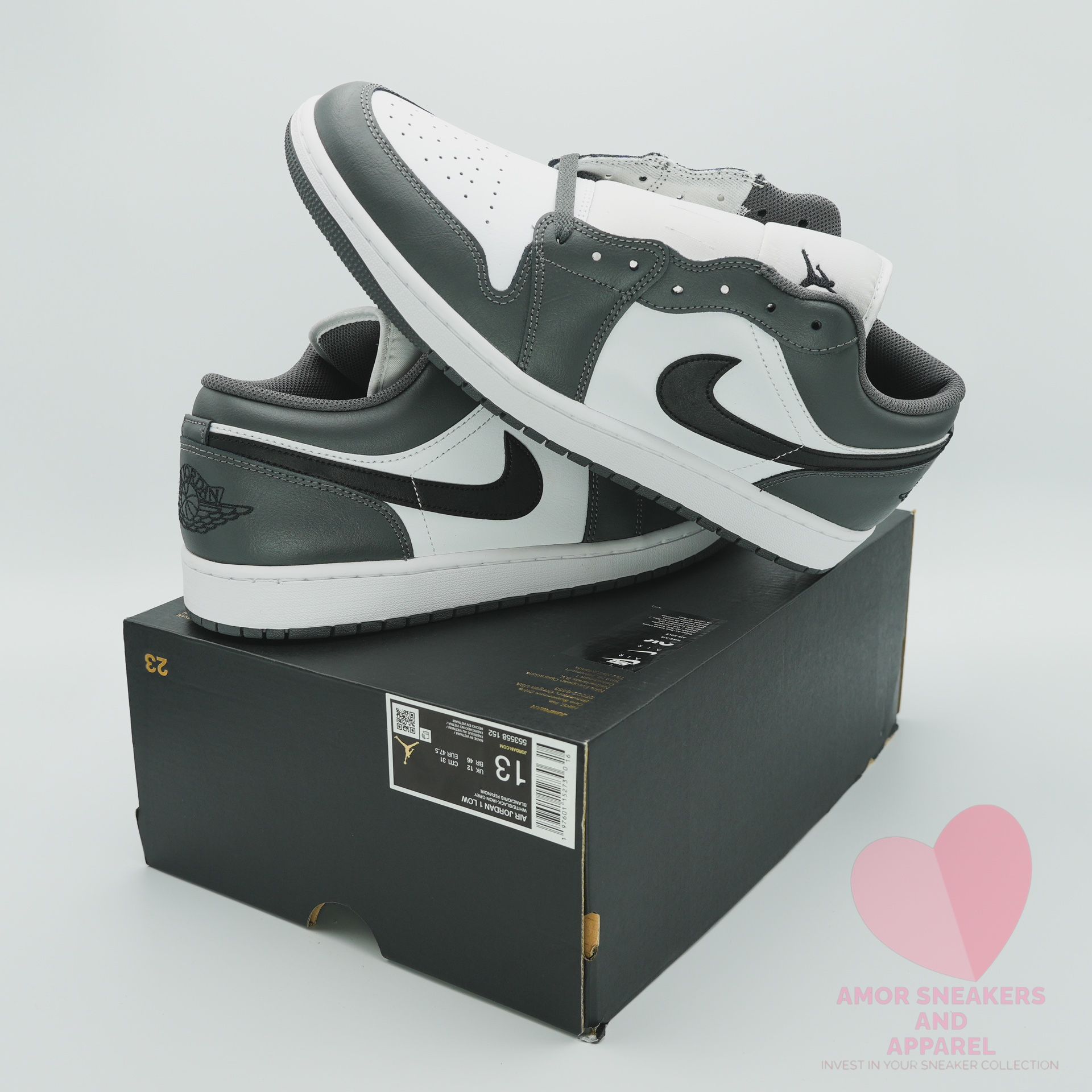 Nike Air Jordan Low Shoes White Black Iron Gray Men's Size 13